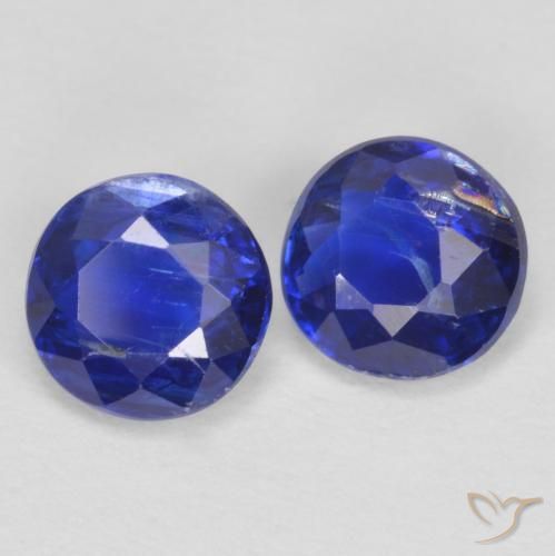 Gemas de Cianita Azul oscuro natural de 1.30 ct, Redondo, SI