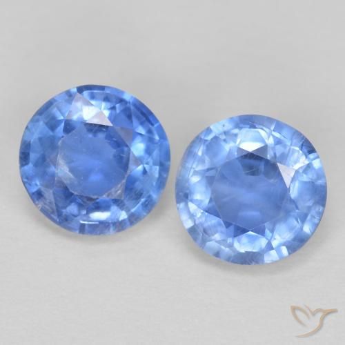 Gemas de cianita azul natural de 1,24 ct, corte redondo, VS-SI