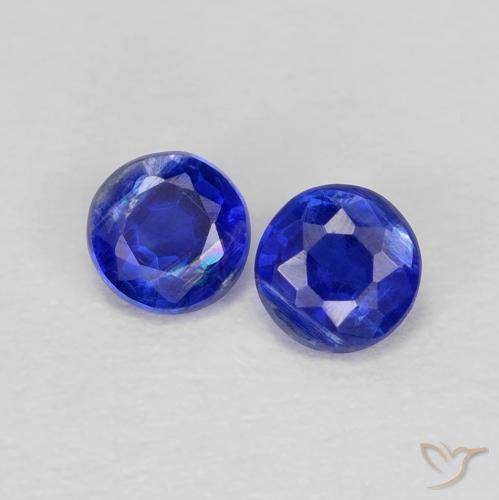 Gemas de Cianita Azul marino intenso natural de 0.48 ct, Redondo, VS
