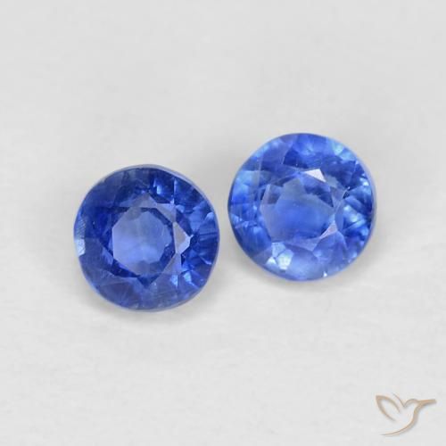 Gemas de Cianita Azul oscuro natural de 0.55 ct, Redondo, VS