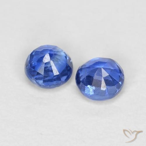 Gemas de Cianita Azul oscuro natural de 0.55 ct, Redondo, VS