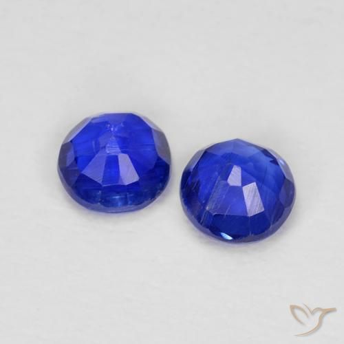 Gemas de Cianita Azul marino intenso natural de 0.53 ct, Redondo, VS