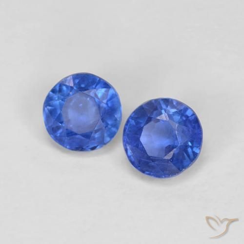 Gemas de Cianita Azul azur intenso natural de 0.61 ct, Redondo, VS