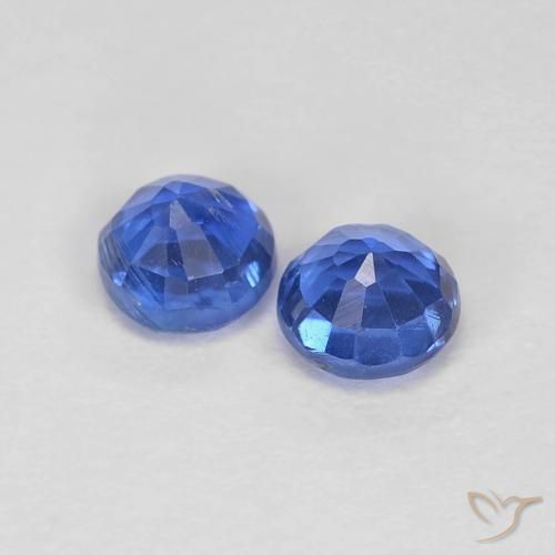 Gemas de Cianita Azul azur intenso natural de 0.61 ct, Redondo, VS