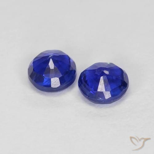 Gemas de Cianita Azul marino natural de 0.58 ct, Redondo, VS