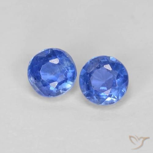 Gemas de Cianita Azul azur intenso natural de 0.61 ct, Redondo, VS