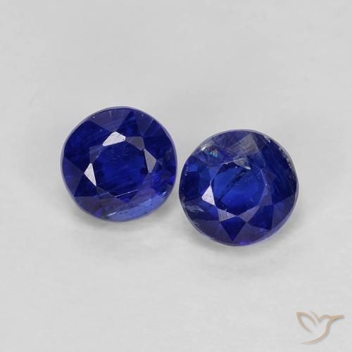 0.66ctw Natural Azul marino intenso Cianita, Redondo, VS