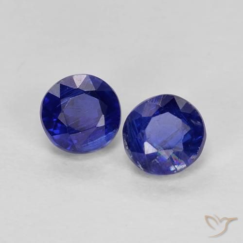 Gemas de Cianita Azul marino intenso natural de 0.66 ct, Redondo, VS