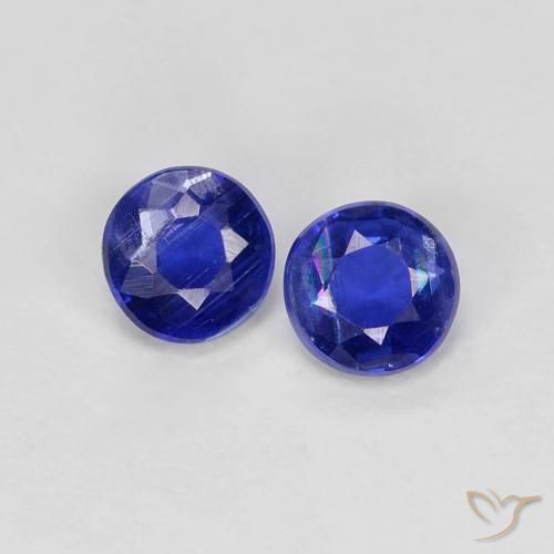 0.47ctw Natural Azul marino intenso cianita, Redondo, VS