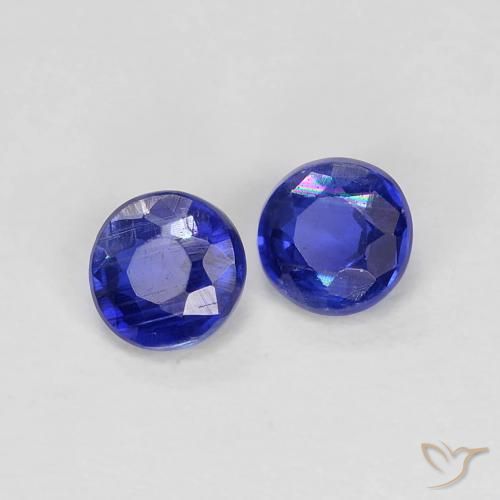 Gemas de Cianita Azul marino intenso natural de 0.47 ct, Redondo, VS