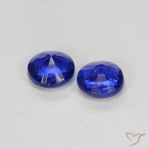 Gemas de Cianita Azul marino intenso natural de 0.47 ct, Redondo, VS