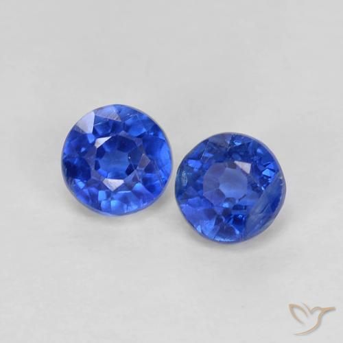 Gemas de Cianita Azul marino natural de 0.63 ct, Redondo, VS