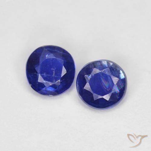 0.44ctw Natural Azul oscuro Cianita, Redondo, VS-SI