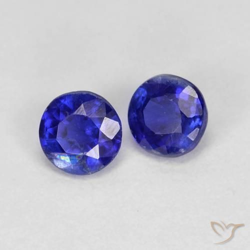 Gemas de Cianita Azul marino natural de 0.51 ct, Redondo, VS-SI