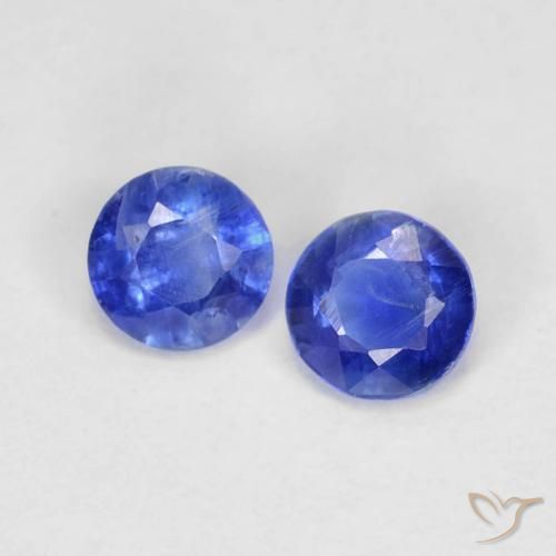 0.45ctw Natural Azul oscuro Cianita, Redondo, VS-SI