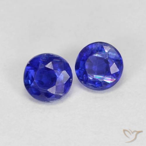 Gemas de Cianita Azul oscuro natural de 0.55 ct, Redondo, VS