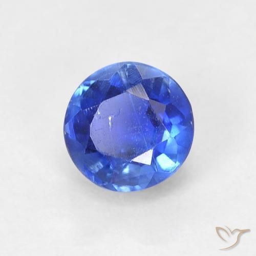Cianita Azul marino natural de 0.80 ct, Redondo, VS