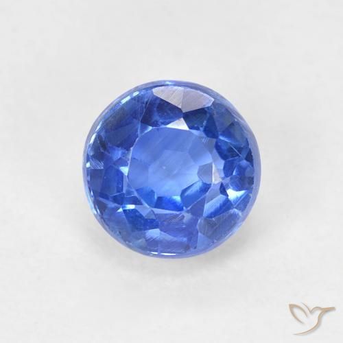 0.91ct Natural Azul oscuro Cianita, Redondo, VS