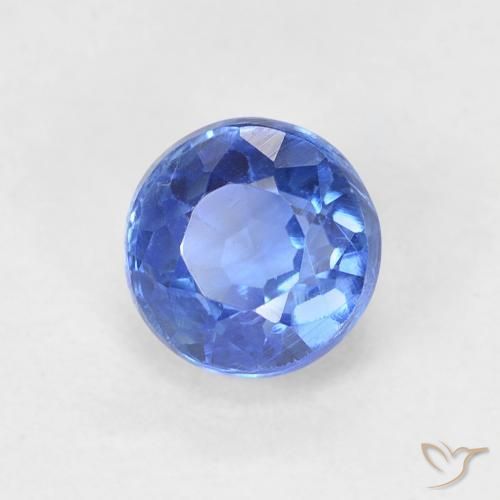 Cianita Azul oscuro natural de 0.91 ct, Redondo, VS