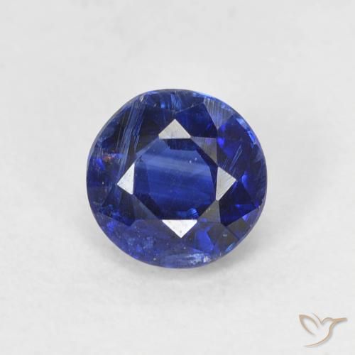 0.76ct Natural Azul oscuro Cianita, Redondo, VS-SI