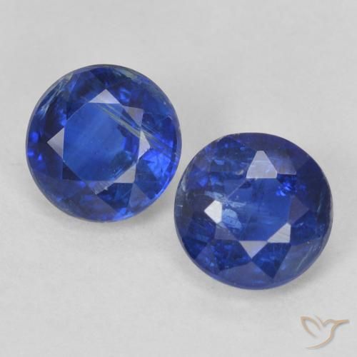 1.44ctw Natural Azul oscuro Cianita, Redondo, VS-SI