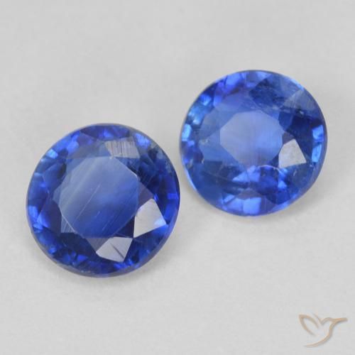 Gemas de Cianita Azul real natural de 1.02 ct, Redondo, VS-SI