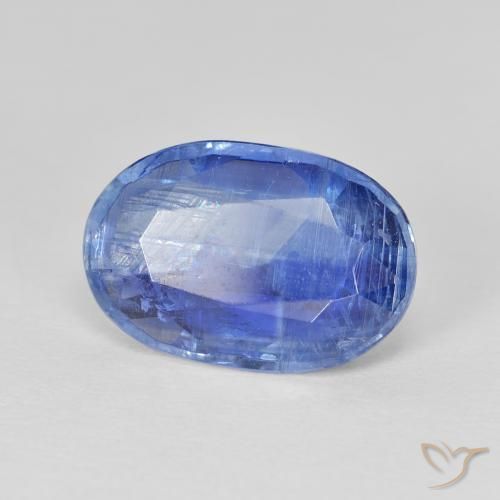 Cianita Azul oscuro medio natural de 4.80 ct, Ovalada, SI