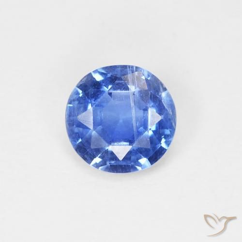 0.75ct Natural Azul oscuro medio Cianita, Redondo, SI