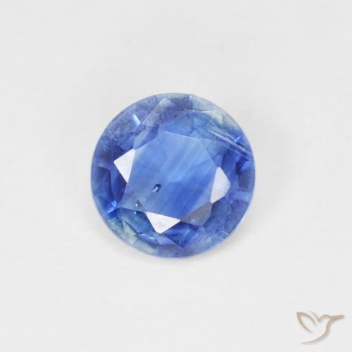 0.85ct Natural Azul oscuro medio Cianita, Redondo, SI