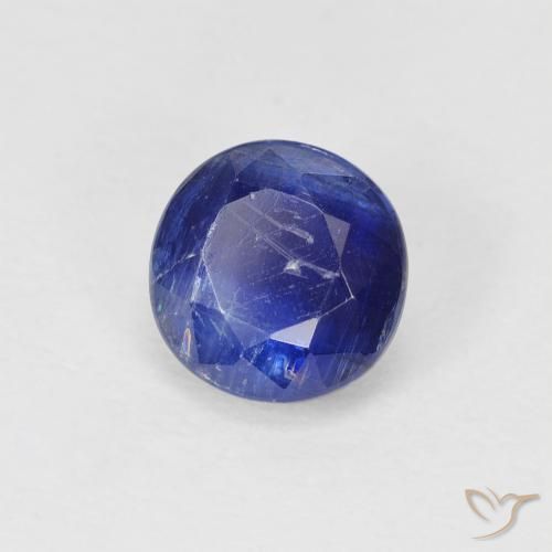 Cianita Azul marino intenso natural de 1.29 ct, Redondo, SI