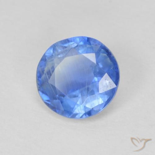 Cianita Azul marino claro natural de 0.95 ct, Redondo, SI