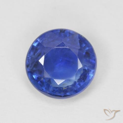 0.99ct Natural Azul oscuro Cianita, Redondo, SI