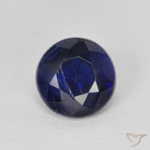 0.97ct Natural Azul oscuro Cianita, Redondo, SI