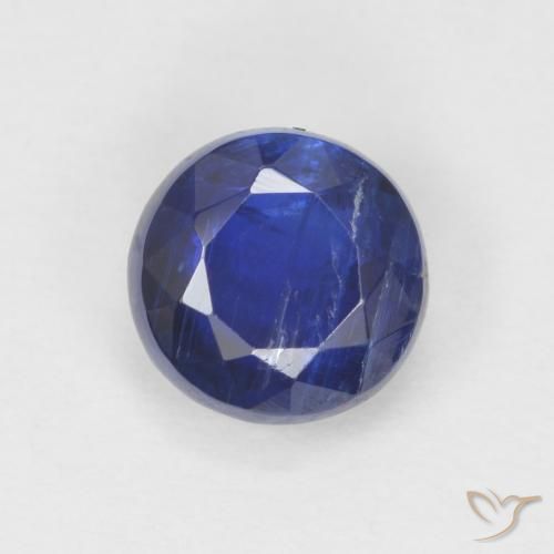 1.24ct Natural Azul oscuro Cianita, Redondo, SI