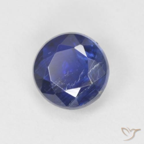 Cianita Azul oscuro natural de 1.24 ct, Redondo, SI