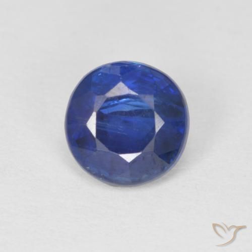 1.09ct Natural Azul oscuro cianita, Redondo, SI