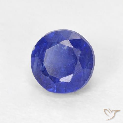 Cianita Azul marino intenso natural de 0.34 ct, Redondo, VVS-VS