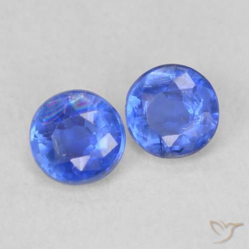 Gemas de Cianita Azul marino natural de 0.48 ct, Redondo, VS-SI