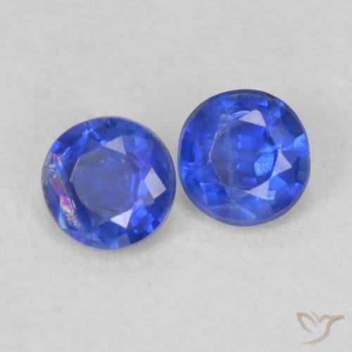 Gemas de Cianita Azul marino natural de 0.47 ct, Redondo, VS-SI