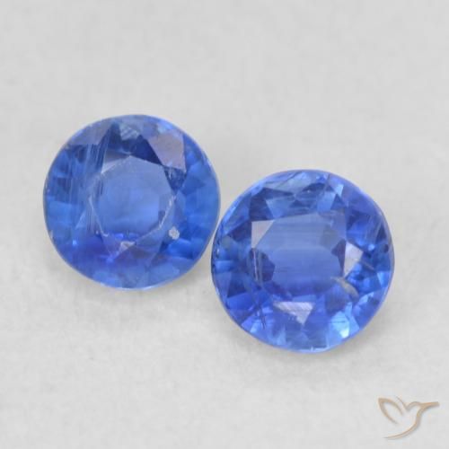 0.60ctw Natural Azul oscuro Cianita, Redondo, VS-SI