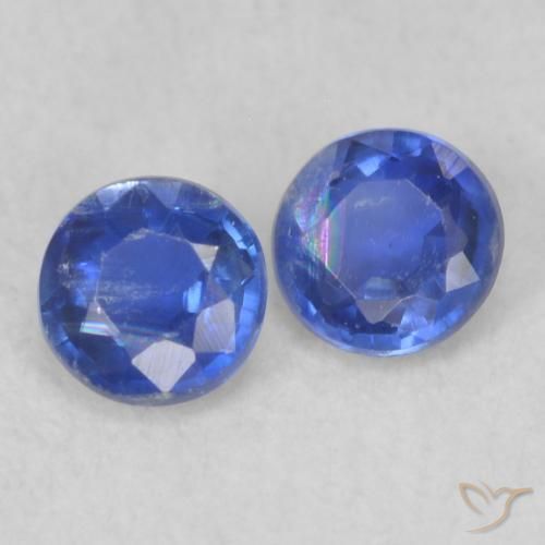 Gemas de Cianita Azul real natural de 0.46 ct, Redondo, VS-SI