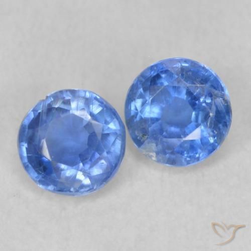 Gemas de Cianita Azul marino claro natural de 0.44 ct, Redondo, VS-SI