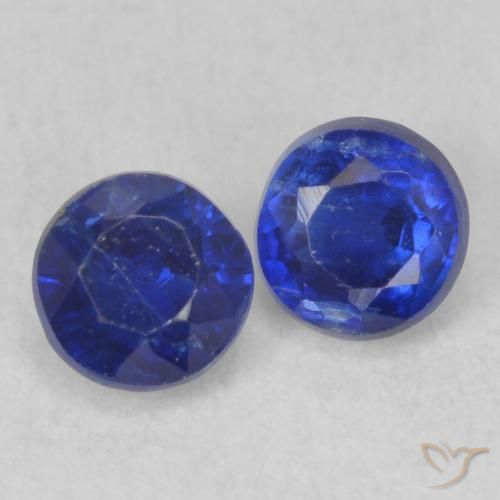 Gemas de Cianita Azul marino natural de 0.58 ct, Redondo, VS-SI