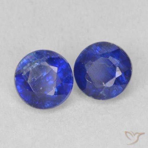 Gemas de Cianita Azul marino natural de 0.55 ct, Redondo, VS-SI