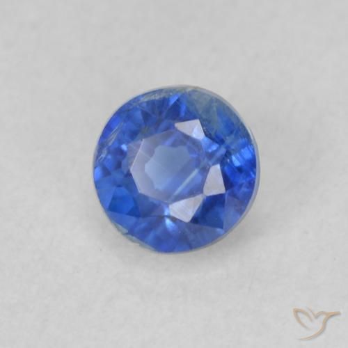 Cianita Azul marino claro natural de 0.36 ct, Redondo, VS