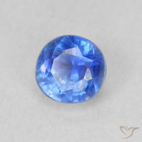 Cianita Azul marino claro natural de 0.36 ct, Redondo, VS