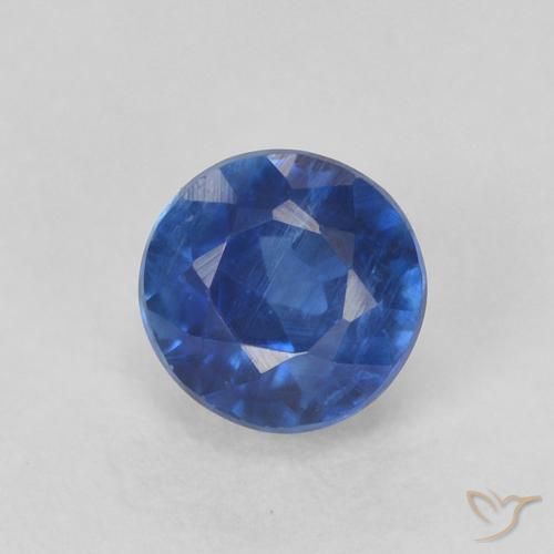0.55ct Natural Azul oscuro Cianita, Redondo, SI