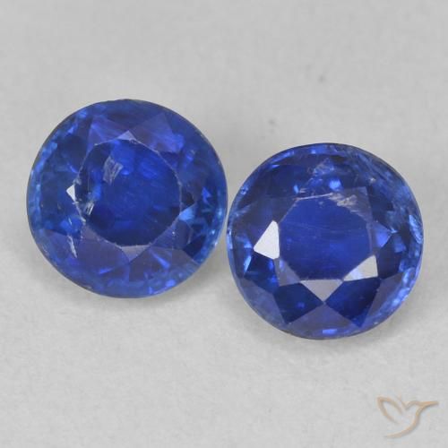 1.43ctw Natural Azul oscuro Cianita, Redondo, SI