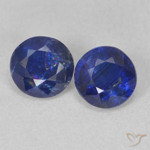 1.12ctw Natural Azul oscuro cianita, Redondo, SI