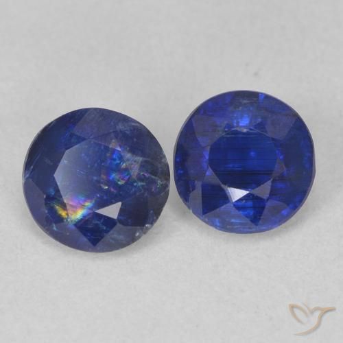 Gemas de Cianita Azul oscuro natural de 1.12 ct, Redondo, SI